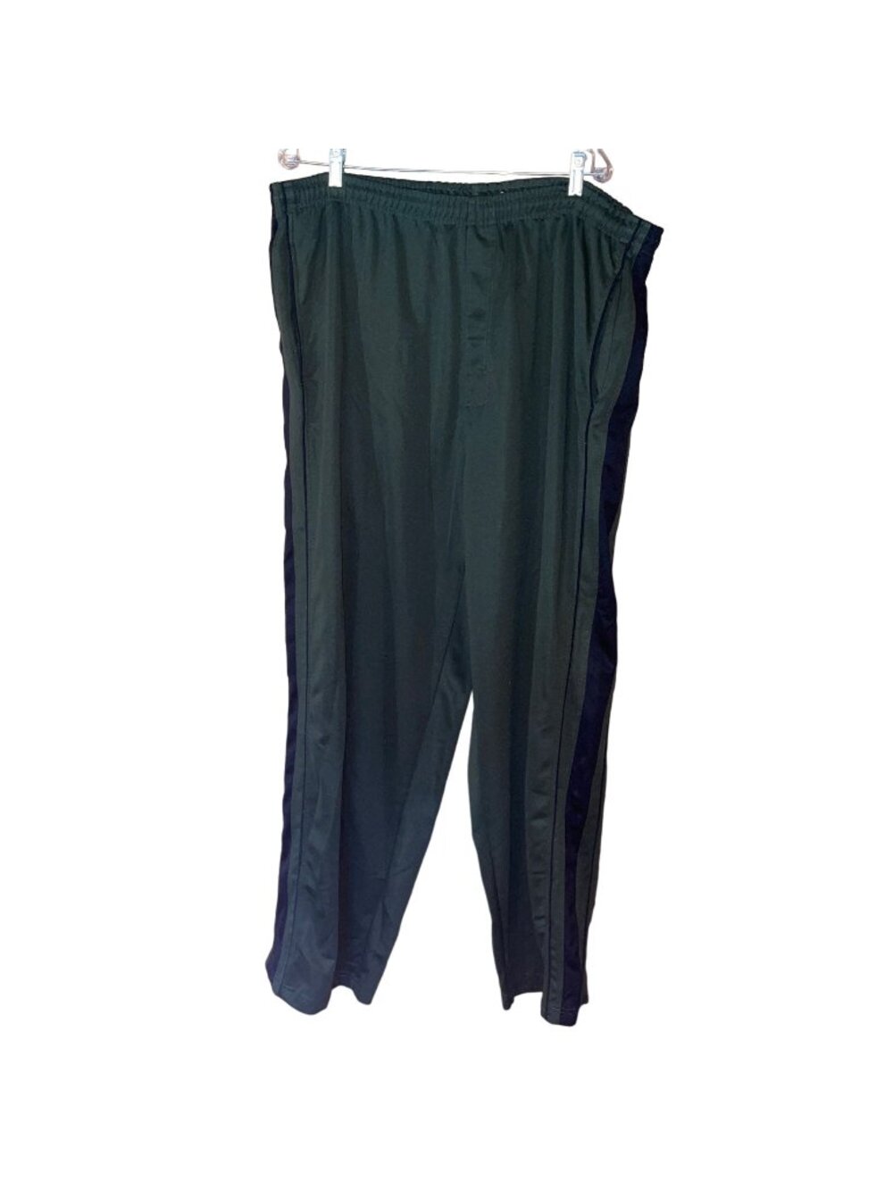 King Size Mens 2XL Big Green & Black Polyester Athletic Pants Elastic Waistband